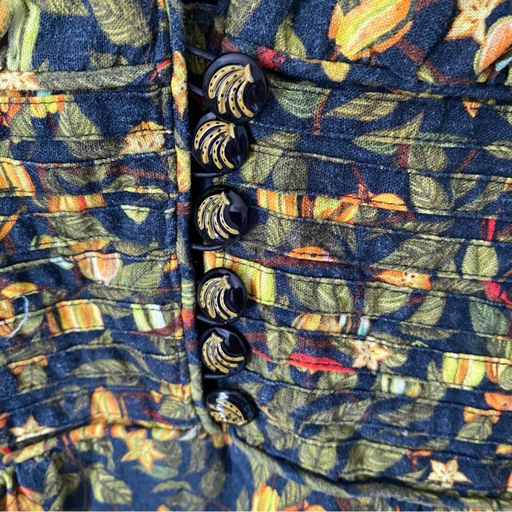 Farm Rio Star Fruit Linen Blend Yellow Black Mini Dress size XS - Picture 10 of 11